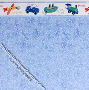 (image for) Planes, Trains, & Cars Pattern Miniature Dollhouse Wallpaper
