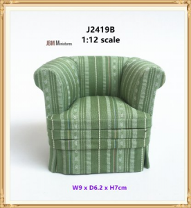 (image for) Tub Style Over Stuffed Arm Chair Green striped