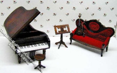 (image for) Miniature Five Piece Music Room Set for Dollhouses