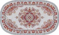 (image for) Dollhouse Scale Model Oval Red & Gold on Gray Rug