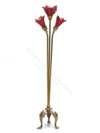 (image for) Miniature Brass Red Triple Tulip Lamp Floor by Jim Pounder
