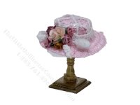 (image for) Ladies Pink Straw Hat by Judith Blondell for Dollhouses