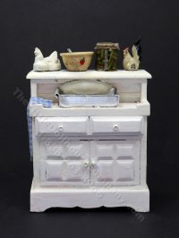 (image for) Miniature Shabby Kitchen Hutch Cabinet for Dollhouses