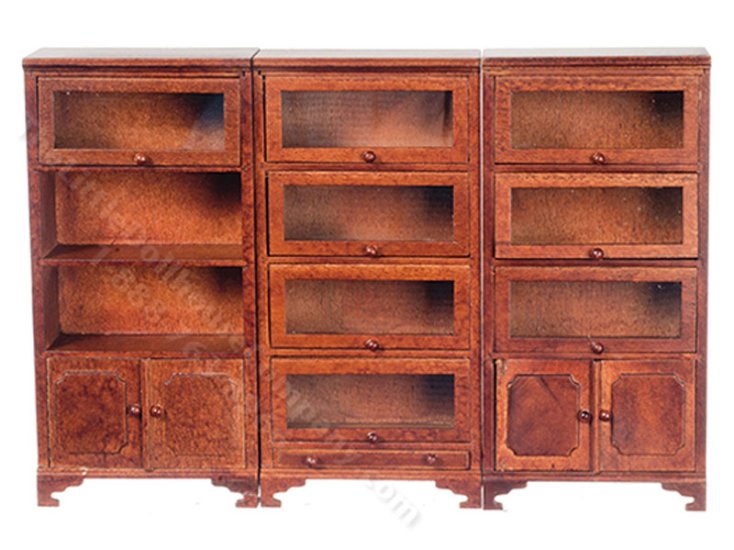 (image for) Miniature Walnut Lawyer Bookcases For Dollhouses