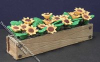 (image for) Miniature Sunflowers in Wooden Window Box for Dollhouses