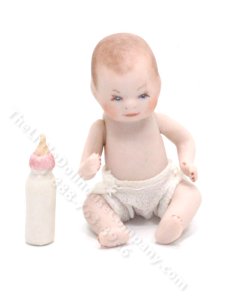 (image for) Antique Miniature Baby Doll with Bottle for Dollhouses