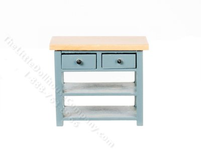 (image for) Miniature Blue/Oak Kitchen Table w/Drawers