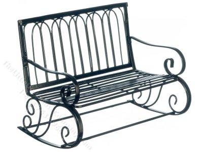 (image for) Miniature Black Wire Rocking Bench for Dollhouses