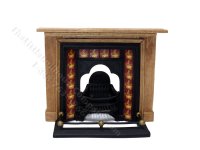(image for) Miniature Coalbrookdale Tiled Fireplace and Fender Set for Dollhouses - Red
