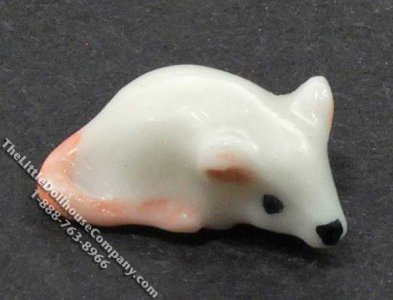 (image for) Miniature Porcelain White Mouse for Dollhouses