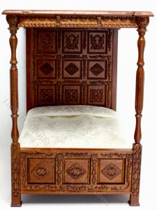 (image for) Miniature Mahogany English Tudor Bed - c1558