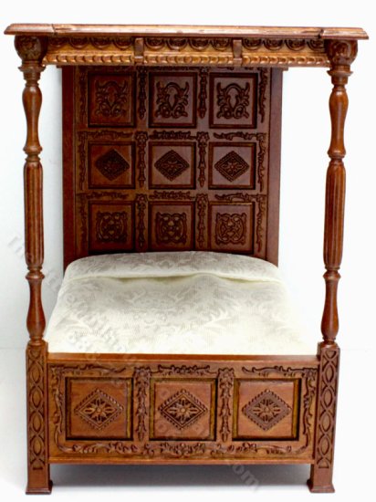 (image for) Miniature Mahogany English Tudor Bed - c1558