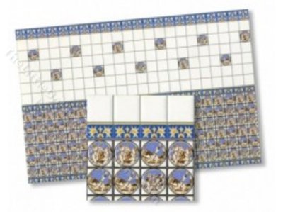 (image for) Dollhouse 1/2 Scale Model Blue Wall Tiles