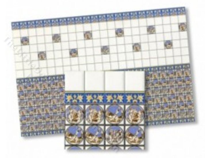 (image for) Dollhouse 1/2 Scale Model Blue Wall Tiles
