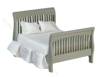 (image for) Miniature Grey Slat Bed for Dollhouses