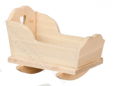 (image for) Dollhouse Miniature Unfinished Baby Cradle