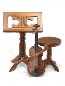 (image for) Miniature Walnut Violin Set