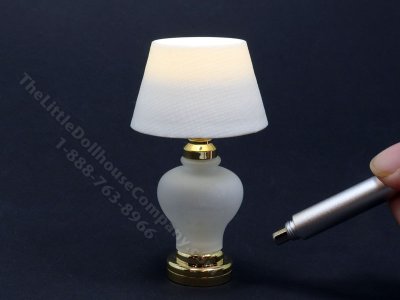 (image for) Miniature LED Brass/Glass Table Lamp with Wand for Dollhouses