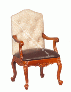 (image for) Miniature Walnut George VI Armchair for Dollhouses