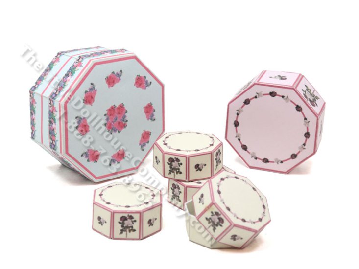 (image for) Miniature Octagonal Hat Box with Lid for Dollhouses (1 pc)