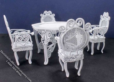 (image for) Miniature Wire Wicker 5 Piece Garden Set for Dollhouses