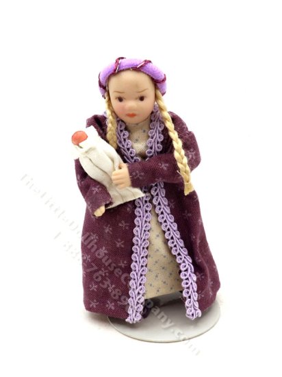 (image for) Miniature Medieval Girl Holding Baby Doll