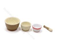 (image for) Miniature 4 Piece Mixing Bowl and Mortar Pestle Set for Dollhouses