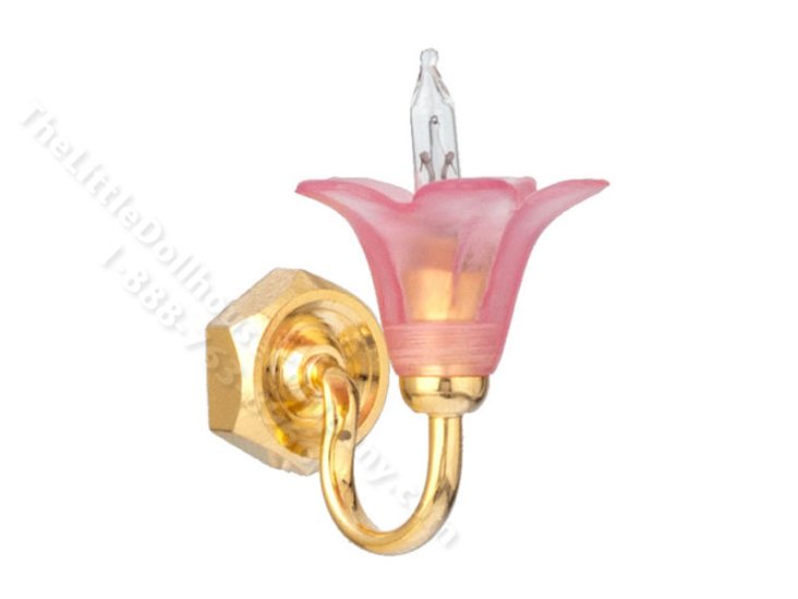 (image for) Dollhouse Scale Model 12v Wired Tulip Wall Sconce - Pink