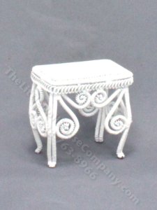 (image for) Miniature White Wire Vanity Stool for Dollhouses