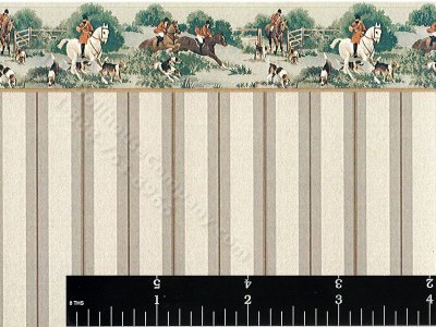 (image for) Dollhouse Scale Model Striped Wallpaper w Border
