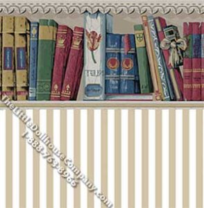 (image for) Books & Stripe Pattern Miniature Wallpaper for Dollhouses