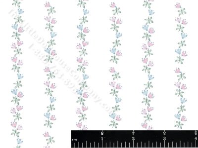 (image for) Floral Vine Stripe Miniature Wallpaper for Dollhouses