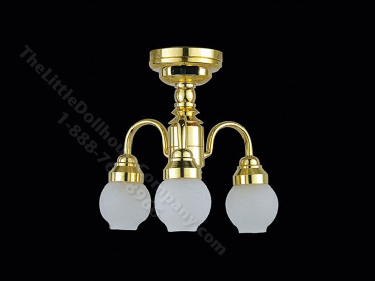 (image for) Miniature LED Frosted Globe Chandelier with Wand for Dollhouse