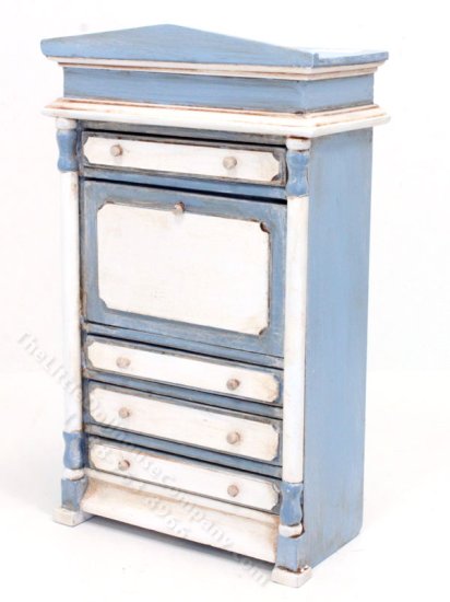 (image for) Miniature Blue and White Secretary Desk for Dollhouses