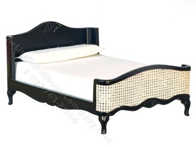 (image for) Miniature Double Bed, Black and Caned