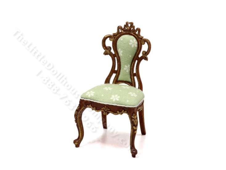 (image for) Miniature Late Victorian Dressing Chair for Dollhouses - Green