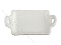 (image for) Miniature Rectangular White Ceramic Tray for Dollhouses