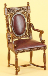 (image for) Miniature Walnut Finish Gallery Chair with Leather Cushions
