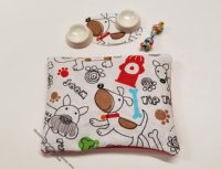 (image for) Miniature Fabric Dog Bed, Floor Mat and Ceramic Food Bowls
