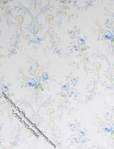 (image for) Blue Flower Paisley Pattern Miniature Wallpaper for Dollhouses