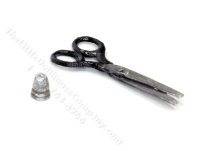 (image for) Miniature Sewing Scissors and Thimble for Dollhouses