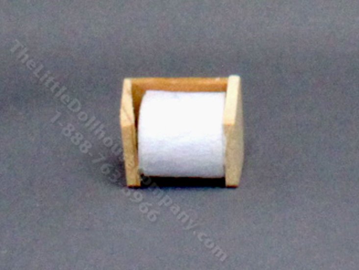 (image for) Miniature Toilet Paper and Wooden Holder For Dollhouses