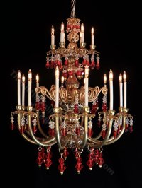 (image for) Dollhouse Miniature Venetian Red Crystal Chandelier