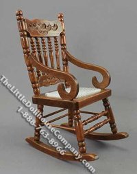 (image for) Miniature Walnut Finish Rocking Chair for Dollhouses