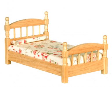 (image for) Miniature Oak Single Bed for Dollhouses
