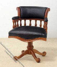 (image for) Miniature 3pc Walnut Cockcroft Study Set for Dollhouses