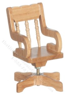(image for) Miniature Oak Swivel Desk Chair for Dollhouses