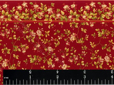 (image for) Burgundy Floral Miniature Wallpaper for Dollhouses