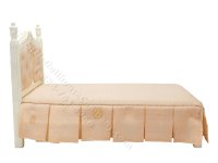 (image for) Vintage Miniature White & Pink Floral Bespaq Bed for Dollhouses