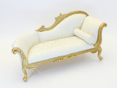 (image for) Miniature Gold Leaf Chaise Sofa for Dollhouses